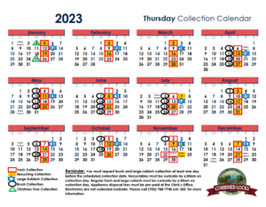 Thursday Collection Calendar - Village of Combined Locks